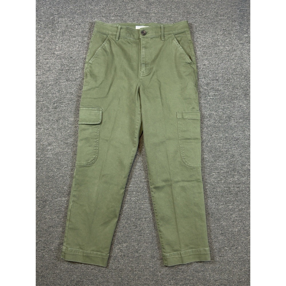 Free Assembly Olivine Cropped Cargo Canvas Pants Women's Size 8 Pockets Durable